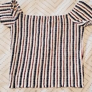 Off The Shoulder Ribbed Elastic T Shirt